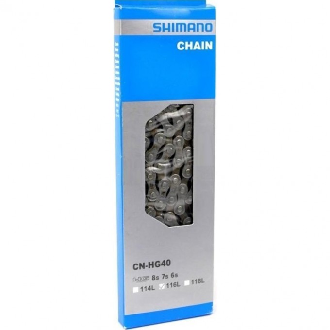 Цепь SHIMANO HG40, 6/7/8СК, 116 ЗВ., ЗАМ. UG51 ECNHG40T116Q Цепь SHIMANO HG40, 6/7/8СК, 116 ЗВ., ЗАМ. UG51 ECNHG40T116Q
